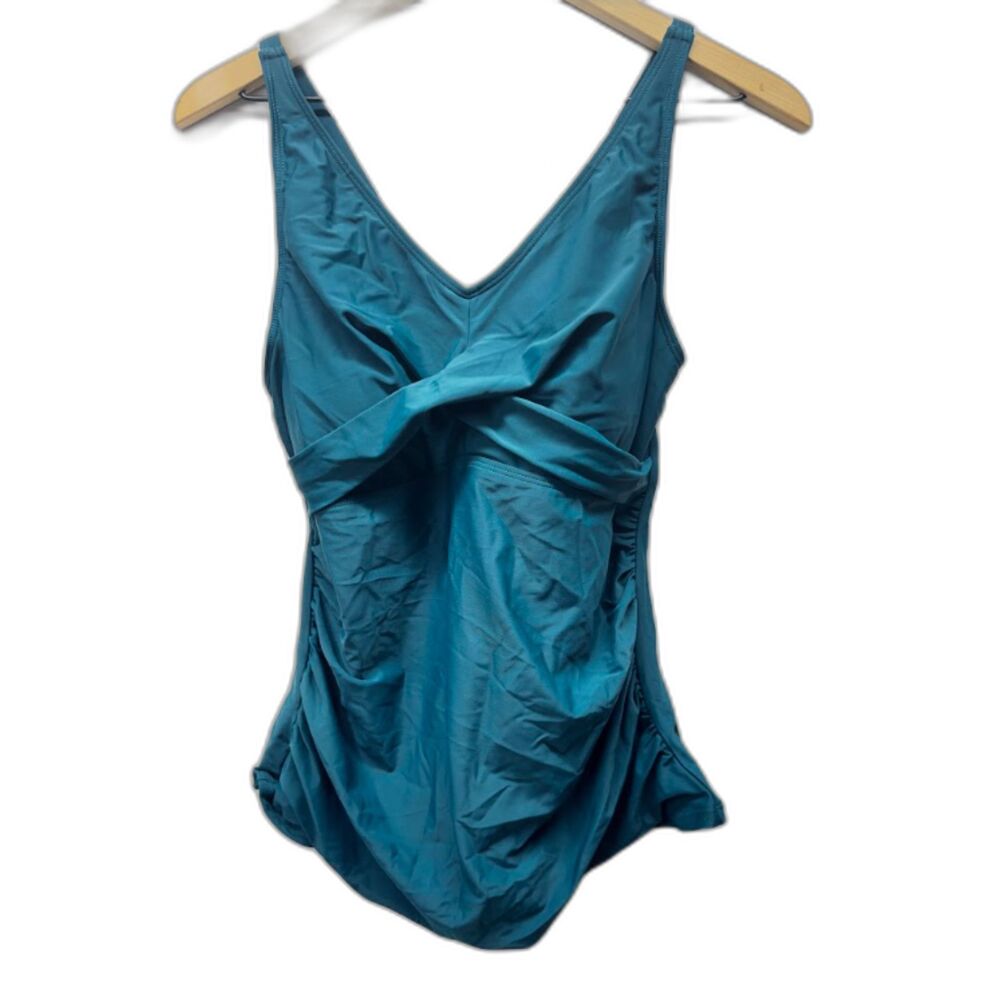 Women's Teal One Piece Swimsuit topβ Twist Front Cutout Bathing Suit Size Large